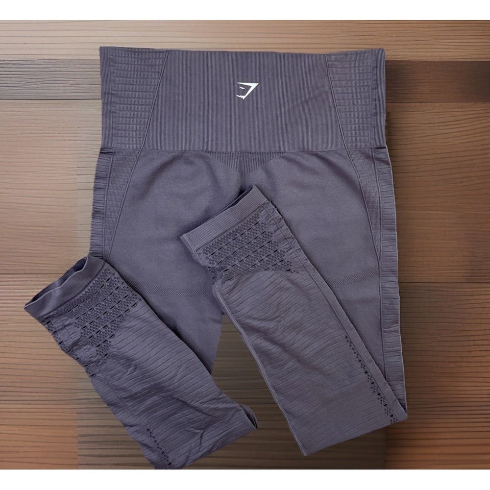 Gymshark Energy Vital‎ Seamless Laser Cut Leggings Womens Sz M Purple Gym Tights